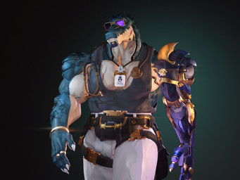 anthro badge belt biceps black_clothing black_shirt black_tank_top black_topwear bottomwear cheek_scar chest_scar claws clothing cybernetic_arm cybernetic_limb cybernetics deltoids eyewear facial_scar finger_claws head_spines inside machine male medical_instrument muscular muscular_anthro muscular_male pants pass pecs purple_lens scales scar scientific_instrument sharp_teeth shirt solo stethoscope sunglasses tan_body tan_scales tank_top teal_body teal_scales teeth topwear utility_belt vault_door vein veiny_muscles walking white_bottomwear white_clothing white_pants yellow_sclera jiushi_is_90 jiushi_is_90_(modeler) ryuichi_arasaka crocodile crocodilian reptile scalie 2025 3d_(artwork) 4:3 digital_media_(artwork) hi_res