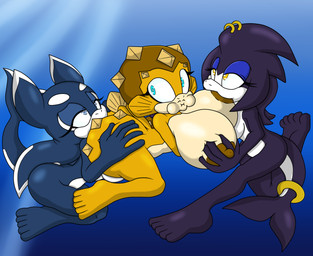 anthro big_breasts big_butt breast_grab breast_play breast_suck breasts butt drugs female fish_tail group hand_on_breast huge_breasts huge_butt hyper hyper_breasts jewelry nipples nude ring simple_background spikes spikes_(anatomy) sucking trio underwater water unknown_artist sega sonic_the_hedgehog_(series) fan_character aquatic cetacean dolphin fish mammal oceanic_dolphin orca pufferfish tetraodontiform toothed_whale absurd_res hi_res