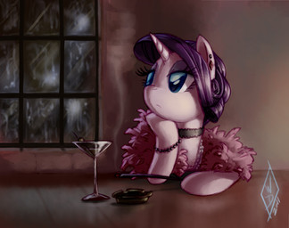 blue_eyes clothed clothing cocktail_glass container cup detailed_background drinking_glass ear_piercing eyelashes feral glass glass_container glass_cup hair horn inside piercing pupils purple_hair raining solo white_body window whitediamonds friendship_is_magic hasbro my_little_pony mythology rarity_(mlp) equid equine mammal mythological_creature mythological_equine unicorn 2012