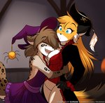 2020 adobe_photoshop_(artwork) anthro backless_clothing backless_dress big_breasts blue_eyes blush breasts brown_body brown_fur canid canine choker cleavage clothed clothing colored conditional_dnp corset costume crossgender digital_media_(artwork) dress drunk duo embrace eyes_closed felid feline female female/female fox fur glomp grey_body grey_fur hat headgear headwear hug hybrid inside jewelry kathrin_vaughan keidran lingerie magic_user mammal markings mike_(twokinds) mtf_crossgender multicolored_body multicolored_fur necklace open_mouth orange_body orange_fur pirate red_fox simple_background smile spots spotted_body spotted_fur strapless_clothing strapless_dress substance_intoxication tom_fischbach topwear tricorn_hat tricorne true_fox twokinds white_background white_body white_fur witch witch_hat