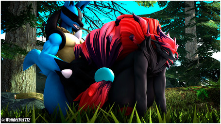 anthro areola big_breasts breasts doggystyle duo female forest from_behind_position hanging_breasts huge_breasts male male/female nipples plant public public_sex red_areola red_nipples sex size_difference tree wonderfox712 bom39_(modeler) valorlynz_(modeler) nintendo pokemon zoroark_(bom39) canid canine fox generation_4_pokemon generation_5_pokemon humanoid lucario mammal pokemon_(species) zoroark 16:9 3d_(artwork) digital_media_(artwork) hi_res source_filmmaker_(artwork) widescreen