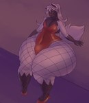 anthro bulge clothed clothing femboy fishnet_clothing huge_thighs hyper hyper_thighs male smile solo thick_thighs moonlitesau nintendo pokemon generation_3_pokemon pokemon_(species) poochyena absurd_res hi_res huge_filesize