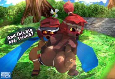 butt duo forest forest_background male male/male nature nature_background plant tree murderdroid_(artist) majora's_mask nintendo the_legend_of_zelda deku_(tloz) deku_scrub elemental_creature flora_fauna humanoid