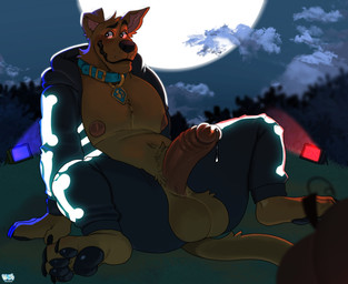 anthro anthrofied balls big_balls big_penis black_lips bodily_fluids clothed clothed_male clothing collar dripping erection full_moon genital_fluids genitals glans light lips male moon moonlight nipples partially_clothed_anthro partially_clothed_male pawpads penis precum precum_drip sitting skeleton_costume smile solo tail bluesh epic_games fortnite hanna-barbera scooby-doo_(series) scooby-doo scooby-doo_(fortnite) canid canine canis domestic_dog great_dane mammal mastiff molosser absurd_res hi_res