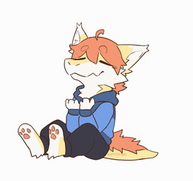 anthro cheek_tuft clothed clothing eyes_closed facial_tuft fur hair male male_anthro mouth_closed orange_hair orange_pawpads pawpads short_hair simple_background sitting solo tail tail_motion tailwag tuft white_background white_body white_fur yellow_body yellow_fur young young_anthro young_male kuttoyaki mythology kutto dragon furred_dragon furred_scalie mythological_creature mythological_scalie scalie 2d_animation animated animated_gif frame_by_frame short_playtime