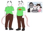 anthro biped bottomwear clothed clothing family_photo fangs front_view fur group male pants rear_view red_eyes shirt simple_background smile solo standing tail teeth topwear trio white_body white_fur ringpaw craig_benting american_opossum mammal marsupial virginia_opossum 2023 digital_drawing_(artwork) digital_media_(artwork) full-length_portrait hi_res model_sheet portrait father_(lore) father_and_child_(lore) father_and_son_(lore) mother_(lore) mother_and_child_(lore) mother_and_son_(lore) parent_(lore) parent_and_child_(lore) parent_and_son_(lore) son_(lore)