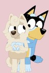 anthro duo female heart_symbol infidelity male male/female on_model pink_background simple_background kat_(artist) porygon2z third-party_edit bluey_(series) bandit_heeler wendy_(bluey) australian_cattle_dog canid canine canis cattledog chow_chow domestic_dog herding_dog mammal pastoral_dog spitz hi_res