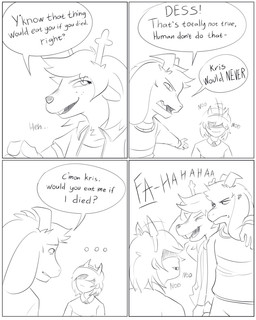 2_horns 4_panel_comic ambiguous_gender anthro antlers border clothed clothing cross-popping_vein dialogue fan_designs female freckles group hair horn iconography laugh male nodding simple_background speech_bubble text topwear trio white_border wistfullinsomniac deltarune undertale undertale_(series) asriel_dreemurr dess_holiday kris_dreemurr boss_monster_(undertale) bovid caprine deer goat human mammal new_world_deer reindeer 2025 4:5 comic english_text hi_res line_art monochrome nonbinary_(lore)