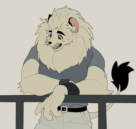 anthro belt belt_buckle black_eyes black_nose blush buckle claws clock clothed clothing eyebrows fur hair long_hair long_mane looking_down male mane mascot muscular muscular_male shirt simple_background smile solo t-shirt thick_eyebrows topwear watch whiskers white_background white_body white_fur wristwatch nazume4 nippon_professional_baseball saitama_seibu_lions leo_(saitama_seibu_lions) felid feline lion mammal pantherine chromatic_aberration digital_drawing_(artwork) digital_media_(artwork) hi_res portrait three-quarter_portrait
