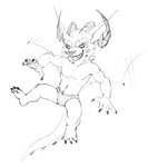 2_horns 3_toes 4_fingers action_pose anthro arm_tuft athletic athletic_anthro athletic_male barefoot biceps big_ears big_head big_horn cheek_tuft chin_tuft claws clothed clothed_anthro clothed_male clothing deltoids ear_tuft elbow_tuft eyebrows facial_scales facial_tuft feet fingers flying front_view half-closed_eyes happy head_horn head_tuft horn humanoid_feet humanoid_hands long_ears looking_down looking_forward male male_anthro markings midair motion_lines narrowed_eyes navel neck_tuft open_mouth open_smile pawpads pecs plantigrade pose pubes scale_eyebrows scales short_anthro short_male simple_background smile solo speedo speedo_only spiked_tail spikes spikes_(anatomy) spots spotted_face spotted_markings spread_legs spreading swimwear tail toes topless topless_anthro topless_male triceps tuft white_background wings bristol league_of_legends mythology riot_games tencent fan_character ikes_(bristol) dragon hybrid mammal mythological_creature mythological_scalie scalie yordle 2018 digital_media_(artwork) full-length_portrait greyscale monochrome portrait sketch