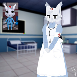 anthro bed clothing doctor female furniture hospital looking_at_viewer maid_uniform medical_instrument nurse scientific_instrument solo stethoscope uniform unimpressed cookiespug animal_hospital roblox head_nurse_(animal_hospital) 1:1 absurd_res digital_drawing_(artwork) digital_media_(artwork) hi_res
