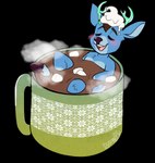 bathing beverage blue_body blue_fur blush blush_lines brown_eyes brown_hair candy chocolate coffee_mug dairy_products dessert food fur glowing_antlers hair hooves hot_chocolate marshmallow micro relaxed_expression relaxing simple_background solo steam transparent_background whipped_cream s3aparty archie_b_antlers_(archiehasantlers) deer mammal 2022 alpha_channel digital_drawing_(artwork) digital_media_(artwork) hi_res nonbinary_(lore)