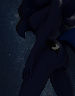 anthro butt butt_focus cutie_mark female horn sky smile solo star starry_sky wings ritzblitz76 friendship_is_magic hasbro my_little_pony mythology princess_luna_(mlp) equid equine horse mammal mythological_creature mythological_equine pony winged_unicorn 3d_(artwork) digital_media_(artwork) hi_res