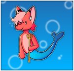 anthro border bubble fur hair male red_body red_fur simple_background smile solo split_form tail underwater water white_border rahony feon canid canine fox mammal marine merfolk absurd_res digital_media_(artwork) hi_res paint_tool_sai_(artwork)