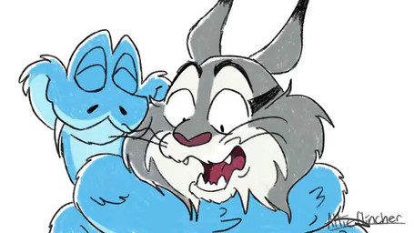 anthro blue_body blue_scales dialogue duo feral fur grey_body grey_fur hug male scales disney oddballs zootopia gary_de'snake pawbert_lynxley canada_lynx felid feline lynx mammal pit_viper reptile scalie snake viper 16:9 animated short_playtime sound widescreen