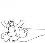 ambiguous_gender anthro bear bed biped comic disney fan_character furniture mammal monochrome simple_background sitting skunkly_a_bear_(weaver) slightly_chubby solo story story_in_description teeth the_weaver white_background zootopia