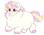 blonde_mane blush eyebrows feral fur hooves mane multicolored_mane overweight overweight_feral pink_blush pink_hooves pink_mane pink_tail smile sparkles sparkling_hooves sparkling_mane sparkling_tail tail two_tone_mane two_tone_tail unguligrade walking white_body white_fur white_mane yellow_tail lizzyhp fluffy_pony sparkle_(lizzyhp) fluffy_pony_(species) mammal 2023 colored_sketch digital_drawing_(artwork) digital_media_(artwork) flat_colors full-length_portrait portrait sketch female_(lore)