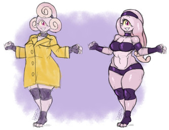 1_eye accessory athletic athletic_female athletic_humanoid bra clothing coat female headband looking_at_viewer smile smiling_at_viewer solo sports_bra topwear underwear little_hareboy cyclops humanoid monster