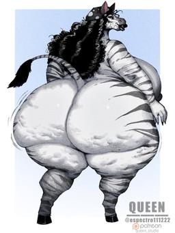anthro big_breasts big_butt black_hair black_lips breasts butt cellulite female hair huge_breasts huge_butt huge_thighs hyper hyper_butt hyper_thighs lips looking_at_viewer looking_back looking_back_at_viewer mature_female obese obese_anthro obese_female overweight overweight_anthro overweight_female solo tail tail_tuft thick_lips thick_thighs tuft espectro111222 equid equine mammal zebra 3:4 hi_res