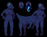 ambiguous_gender blue_body duo hook hook_hand long_tongue open_mouth short_tail slime tail teratophilia tongue yellow_eyes negativskill alien hook-footed_centaur humanoid taur digital_media_(artwork) pixel_(artwork)