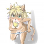 angry anthro bell blonde_hair blush breasts brown_body brown_fur chest_tuft clothed clothing ear_piercing embarrassed exposed feathered_wings feathers female fur green_eyes hair high-angle_view looking_at_viewer naturally_censored nipple_tuft open_mouth panties panties_down partially_clothed piercing pubes simple_background solo tail topless tuft underwear underwear_down undressing white_background white_body white_fur wings kohaku_q legend_of_mana mana_(series) square_enix daena domestic_cat felid feline felis mammal 1:1