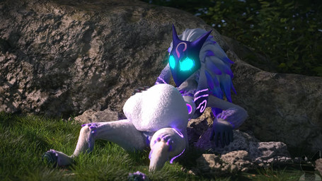after_vore anthro belly belly_rub big_belly breasts digestion_noises female female_pred fully_inside fur genitals hand_on_belly mask rumbling_stomach solo vore vulva white_body white_fur twitchyanimation league_of_legends riot_games tencent kindred_(lol) lamb_(lol) bovid caprine mammal sheep 16:9 3d_(artwork) 3d_animation animated digital_media_(artwork) hi_res huge_filesize loop short_playtime sound video widescreen