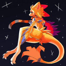 4_ears anthro breasts female genitals medium_breasts multi_ear solo space star vulva restinpeeps kasy avali 1:1 absurd_res hi_res