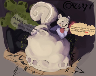 ambiguous_gender ambiguous_prey anthro anthro_pred belly belly_on_ground big_belly big_butt biped black_eyebrows black_nose black_text bloated blue_clothing blue_topwear blue_vest blush bodily_noises bone bone_breaking bone_imprints bones_in_stomach bottomless bottomless_anthro bottomless_male butt calling_for_help cheek_blush clothed clothed_anthro clothed_male clothing cloud_emanata compression_sound_effect cracking cruel_pred cruelty crunch crushing_sound_effect curled_tail curved_text death dialogue digestion digestion_noises ears_up emanata eyebrows face_imprint fart fart_cloud fart_fetish fatal_vore fully_inside fur furniture glorsh green_fart_cloud green_text hair hand_imprint huge_belly huge_butt hyper hyper_belly imminent_death imprint inner_ear_fluff inside light long_sleeves looking_at_belly looking_at_own_belly looking_at_self looking_down looking_down_at_belly looking_down_at_self lying lying_on_sofa male male_anthro male_pred motion_lines multiple_prey on_front on_sofa one_eye_closed one_eye_half-closed onomatopoeia open_:3 open_mouth open_smile pain red_text rumbling_stomach same_size_vore shirt short_hair shortened_sound_effect shut_up side_view skull skull_imprint skull_in_fart_cloud skull_symbol slosh sloshing_belly smile smug sofa soft_vore solo sound_effect_variant sound_effects speech_bubble stretchy_bulge struggling struggling_prey tail talking_to_another talking_to_prey text text_emphasis topwear topwear_only tuft twitter_handle unseen_prey unwilling_prey vest vore vowelless vowelless_sound_effect white_clothing white_shirt white_topwear wink tcsrjx animal_crossing nintendo marshal_(animal_crossing) grey_squirrel mammal rodent sciurid tree_squirrel 2025 5:4 digital_media_(artwork) digital_painting_(artwork) english_description english_text full-length_portrait hi_res lighting painting_(artwork) portrait shaded signature soft_shading