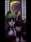 after_dark_(comic) ailurid anthro badger comic digital_media_(artwork) duo female fur green_eyes hi_res mammal mustelid musteline nanase red_panda sayuri sayuri_x_nanase theblackrook