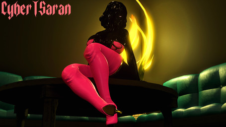 bikini bikini_top black_body black_skin boots breasts clothing female footwear furniture glistening glistening_body glistening_breasts glowing glowing_eyes goo_hair high_heeled_boots high_heels legwear pink_clothing pink_eyes pose posing_for_the_viewer pseudo_hair shoes slime sofa solo sticky swimwear table thigh_boots thigh_highs two-piece_swimsuit cybersaran final_fantasy final_fantasy_xiv square_enix nema_(cybersaran) goo_creature humanoid 16:9 3d_(artwork) digital_media_(artwork) hi_res pinup widescreen