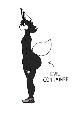 anthro antlers big_butt black_hair bodysuit butt clothing femboy fur hair horn male skinsuit solo tight_clothing white_body white_fur arthurleafy adidas evil_container arctic_fox canid canine fox hybrid mammal true_fox hi_res