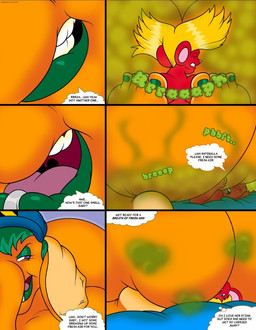 anthro big_butt butt duo facesitting fart fart_cloud farting_on_face female female/female gas green_fart_cloud huge_butt sitting sitting_on_another smothering text 50percentgrey rollana sapinalla elephant elephantid mammal mouse murid murine proboscidean rodent comic hi_res