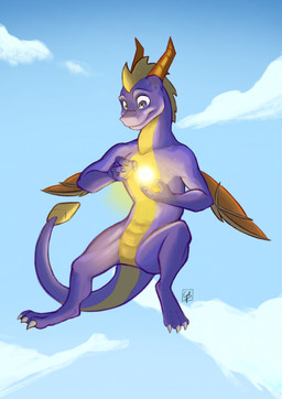 claws featureless_crotch feral flying horn magic male sky smile solo wings violettathedragon activision mythology spyro_the_dragon spyro dragon mythological_creature mythological_scalie scalie hi_res