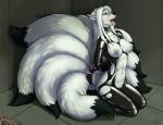 anthro areola black_nose bodily_fluids breasts cum cum_on_body female genital_fluids multi_tail nipples open_mouth solo tail tongue tongue_out iggi shiori_shi canid canine fox mammal 2014