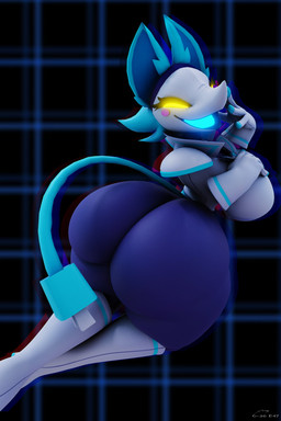 anthro big_butt biped bottomless bottomless_anthro bottomless_female breasts butt clothed clothed_anthro clothed_female clothing female female_anthro huge_butt legwear looking_back machine rear_view smile solo topwear geodat cryptiacurves_(modeler) deltarune undertale_(series) tasque_manager darkner felid feline mammal robot robot_anthro 2023 2:3 3d_(artwork) cool_colors digital_media_(artwork) hi_res