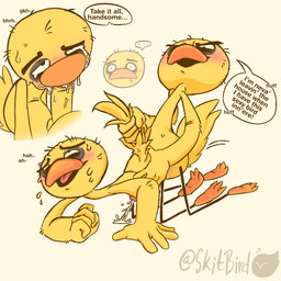 anal anal_penetration anthro avian_feet beak blush blush_lines bodily_fluids compliment cum cum_in_mouth cum_inside drinking drinking_cum duo ejaculation eye_bags fellatio genital_fluids genitals male male/male moan oral penetration penile penis sex speech_bubble sweat tail tail_pull tears tears_of_pleasure text thrust_lines thrusting thrusting_forward vein veiny_penis skitbird kevin_spencer_(series) allen_the_magic_goose_(kevin_spencer) anatid anseriform anserine avian bird goose 1:1 hi_res watermark