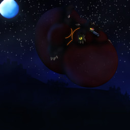 belly bioluminescence floating glowing glowing_eyes helium_inflation helium_tank heterochromia inflation night red_belly translucent translucent_belly jesper_skulldragon skulldragon 1:1 absurd_res hi_res