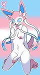 anthro anthrofied balls bodily_fluids breasts genital_fluids genitals gynomorph humanoid_genitalia humanoid_penis intersex lgbt_pride nude nude_gynomorph penis pokemorph precum pride_colors solo transgender_pride_colors cybeeyoru nintendo pokemon sylveon_day eeveelution generation_6_pokemon pokemon_(species) sylveon hi_res trans_(lore) trans_woman_(lore)