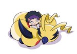 antennae_(anatomy) bandai_namco beak claws cuddling digimon digimon_(species) digimon_survive feral kunemon kunemon_(survive) male ooelderfan plushie ryou_tominaga segmented_body solo yellow_body