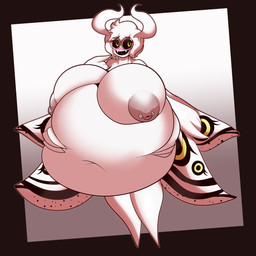 4_arms antennae_(anatomy) areola belly big_areola big_belly big_breasts big_hands black_sclera blush breasts curvy_figure eyelashes eyewear fangs female freckles gesture glasses hand_gesture hand_on_belly huge_areola huge_belly huge_breasts hyper hyper_belly hyper_breasts insect_wings multi_arm multi_limb navel nipple_piercing nipples nude piercing puffy_areola round_glasses simple_background slightly_chubby smile smiling_at_viewer solo teeth thick_thighs tongue v_sign voluptuous white_body white_skin wide_hips wings ghospe_moth nov_(noveuxa) arthropod goo_creature humanoid insect lepidopteran moth 1:1 absurd_res hi_res