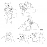 anthro anthro_pred anus belly big_belly breasts duo female female_pred genitals neck_bulge oral_vore pussy solo_focus swallowing vore longlevy nintendo pokemon dratini generation_1_pokemon generation_4_pokemon lopunny pokemon_(species) 1:1 digital_media_(artwork) monochrome