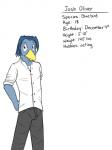 3:4 anthro avian bird bluebird character_name english_text fuze hi_res josh_oliver male oscine passerine profile solo texnatsu text thrush_(bird)