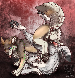 anal anal_penetration animal_genitalia animal_penis anthro anthro_on_feral anthro_penetrated anus balls bestiality bodily_fluids canine_genitalia canine_penis countershading cum cum_in_ass cum_inside duo erection feral feral_penetrating feral_penetrating_anthro genital_fluids genitals interspecies knot leaking male male/male male_on_feral male_penetrated male_penetrating male_penetrating_male mount open_mouth pawpads paws penetration penis sex tongue x-kid hatzun synx_(synxthelynx) canid canine canis felid feline lynx mammal wolf 2015 hi_res