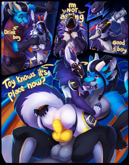 alcohol anal anal_penetration animal_genitalia anthro beverage bubble butt butt_grab canine_genitalia chastity_cage chastity_device collar comic_panel cowgirl_position dominant dominant_male drugged drugged_sex drunk drunk_bubble duo forced forced_drinking from_front_position fur genitals hand_on_butt knot knotted_penis machine male male/male male_penetrated male_penetrating male_penetrating_male on_bottom on_top penetration penis questionable_consent raised_tail reverse_cowgirl_position sex shock_collar submissive submissive_male substance_intoxication tail text training wearing_chastity_cage wearing_chastity_device white_body white_fur miraoff mythology chaos_(character) dragon furred_dragon furred_scalie mythological_creature mythological_scalie protogen scalie wingless_dragon absurd_res comic digital_media_(artwork) english_text hi_res