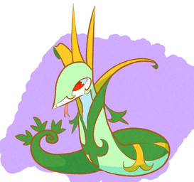 abstract_background ambiguous_feral ambiguous_gender apode feral forked_tongue green_body leaf legless looking_down markings multicolored_body multicolored_skin pupils purple_background red_eyes serpentine simple_background slit_pupils snout solo tongue two_tone_body two_tone_skin white_background white_sclera yellow_ears momensarada nintendo pokemon generation_5_pokemon pokemon_(species) serperior 2022 colored full-length_portrait portrait