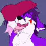 ahegao animal_genitalia animal_penis anthro bodily_fluids canine_genitalia canine_penis close-up drooling duo erection fur genitals hair knot looking_pleasured male male/male nude open_mouth penile penis penis_on_face penis_worship purple_body purple_fur saliva simple_background smile solo_focus tongue tongue_out keishinkae tek-fox canid canine fox mammal 1:1 2018 hi_res sketch