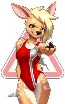 anthro arm_tuft biped blonde_hair breasts brown_eyes clothed clothed_anthro clothed_female clothing collarbone cutlery female fingers front_view fur hair kitchen_knife kitchen_utensils knife one-piece_swimsuit shoulder_tuft simple_background smile solo spots standing swimwear tail thigh_gap tools tuft mykegreywolf daphne_(caffeinerabbit) deer mammal 2026 5:8 absurd_res digital_drawing_(artwork) digital_media_(artwork) hi_res