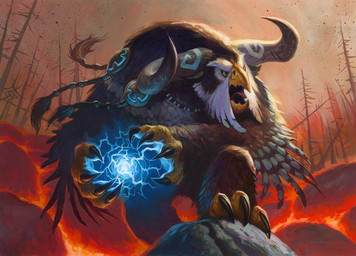 ambiguous_gender angry anthro beak braided_hair brown_body brown_feathers claws feathers feet fire forest hair horn magic open_mouth outside plant solo standing talons toes tree steve_prescott blizzard_entertainment warcraft world_of_warcraft_trading_card_game avian moonkin official_art