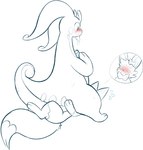 2022 absurd_res big_tail bodily_fluids deltra digital_drawing_(artwork) digital_media_(artwork) dizzy_eyes dripping duo eeveelution facesitting female generation_6_pokemon goodra hands_on_legs hands_on_thighs hi_res hindpaw male male/female monochrome nintendo on_top_of_belly on_top_of_head on_top_of_penis open_mouth paws pokemon pokemon_(species) sitting_on_another sketch slime spiral_eyes surprised_expression sweat sweatdrop sylveon tail zakiredlight
