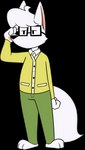 2017 3_toes 4_fingers adjusting_glasses alpha_channel anthro arctic_fox barefoot biped bjorn_severin black_eyes black_eyewear black_glasses black_nose bottomwear canid canine cheek_tuft chokovit_(artist) clothed clothed_anthro clothed_male clothing cowlick digital_drawing_(artwork) digital_media_(artwork) eyebrows eyewear facial_tuft feet fingers fluffy fluffy_tail fox fox_tail front_view full-length_portrait fur fur_tuft glasses hair hi_res jacket male male_anthro mammal mature_anthro mature_male pants pawpads pink_inner_ear pink_pawpads portrait rectangular_glasses simple_background simple_eyes solo standing tail tan_bottomwear tan_clothing tan_pants three-quarter_view toes topwear transparent_background true_fox tuft white_body white_ears white_fur white_hair white_tail white_tuft yellow_clothing yellow_jacket_(clothing) yellow_topwear